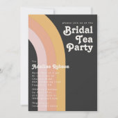 Invitation Retro moderne 70's Rainbow Dark Bridal Tea Party d (Devant)