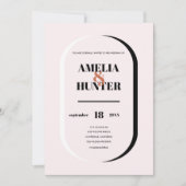 Invitation Rétro Moderne Blush Terracotta Noir et Blanc (Devant)