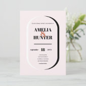 Invitation Rétro Moderne Blush Terracotta Noir et Blanc (Debout devant)