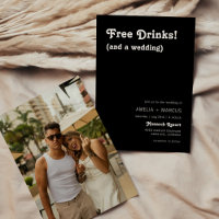 Retro Moderne Chic Boissons Libres Mariage Noir