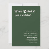 Invitation Retro Moderne Chic Boissons Libres Mariage Vert fo (Devant)