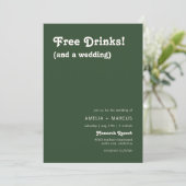 Invitation Retro Moderne Chic Boissons Libres Mariage Vert fo (Debout devant)
