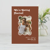 Invitation Retro Moderne Chic Checker en terre cuite Enregist (Debout devant)