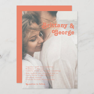 Invitation Rétro moderne   Coral Faded Photo Mariage