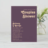Invitation Rétro moderne | Couples violets foncés Douche (Debout devant)