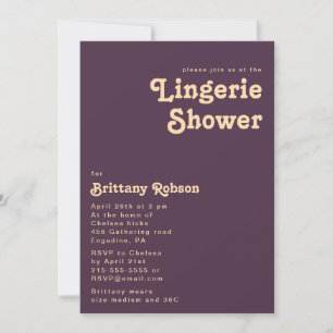 Invitation Rétro moderne   Douche Lingerie violette foncée