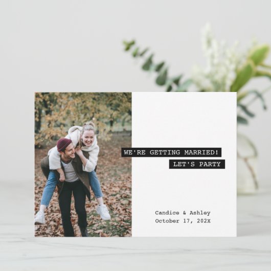 Invitation Retro Moderne Étiquette Maker Enregistrer la date  (Debout devant)