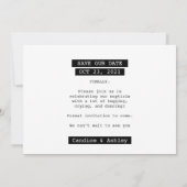 Invitation Retro Moderne Étiquette Maker Enregistrer la date (Dos)