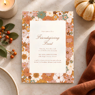 Invitation Retro Moderne Floral Friendsgiving de Thanksgiving