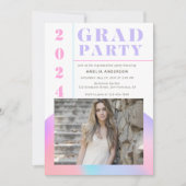Invitation Retro Moderne Gradient Photo Graduation Party (Devant)