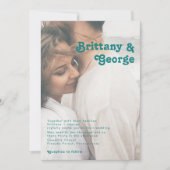 Invitation Rétro moderne | Mariage photo Turquoise (Devant)