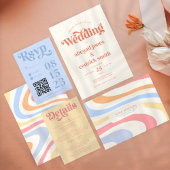 Invitation Rétro Moderne Minimaliste Pastel Mariage d'été