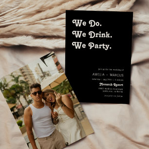 Invitation Rétro Moderne On Boit On Fait La Fête Mariage