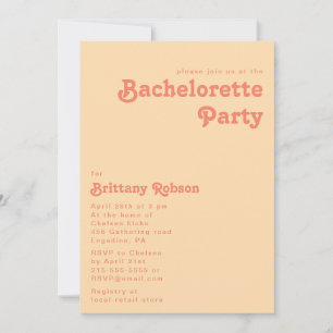 Invitation Rétro moderne Orange Cream Bachelorette Party