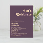 Invitation Rétro moderne | Purple foncé Fêtons (Debout devant)