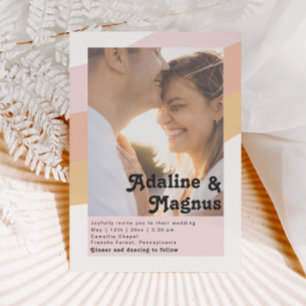 Invitation Retro moderne Rainbow Décontracté Faded Photo Mari