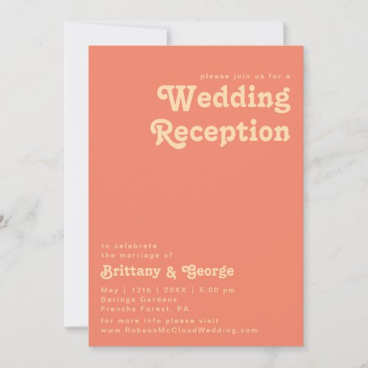 Invitation Rétro Moderne | Réception de mariage corail (Devant)