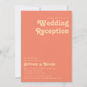 Invitation Rétro Moderne   Réception de mariage corail