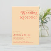 Invitation Rétro Moderne | Réception de Mariage Orange Crème (Debout devant)