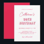 Invitation Retro moderne Red 30th Birthday Party<br><div class="desc">Célébrez dans le style avec cette invitation chic moderne, trempée dans les tons rouges riches et accentuée par la typographie rétro qui apparaît avec personnalité. Un script minimaliste élégant met en valeur votre nom, ajoutant une touche d'élégance à l'atmosphère ludique. Parfait pour marquer un jalon avec flair, ce design donne...</div>
