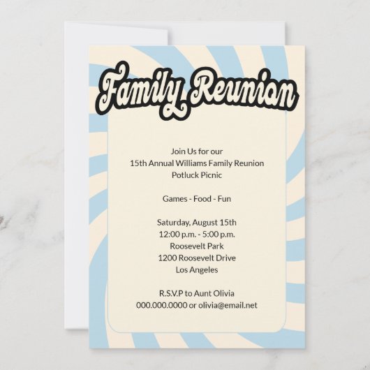 Invitation Retro Moderne Reunion Familiale (Dos)