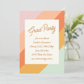 Invitation Retro Moderne Script Pastel Stripe Gradupe Party (Debout devant)