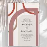 Invitation Rétro moderne simple géométrique<br><div class="desc">Dessin moderne dans une ambiance Art déco glamour ou des temps passés, cette faire-part de mariage colorée a des formes géométriques courbes entrelacées autour de la disposition du texte de l'invitation. Les couleurs comprennent des tons neutres de terre cuite, de rouille et de bronze avec une forme neutre ivoire beige...</div>