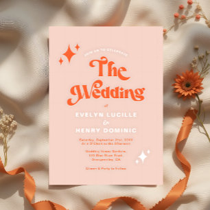 Invitation Retro Moderne Super Script Soft Orange Mariage