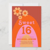 Invitation Retro Moderne Sweet 16 Anniversaire (Devant)
