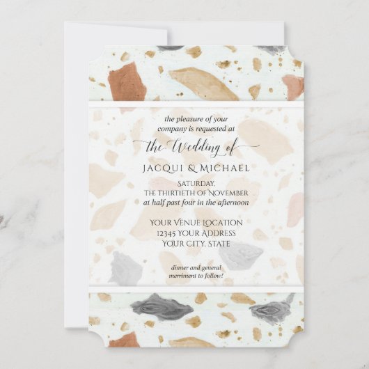 Invitation Rétro Moderne Terrazzo Terracotta Mariage Abstrait (Devant)