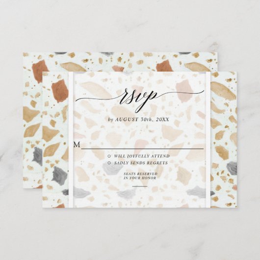 Invitation Rétro Moderne Terrazzo Terracotta Mariage RSVP (Devant / Derrière)