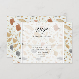 Invitation Rétro Moderne Terrazzo Terracotta Mariage RSVP