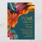 Invitation Retro Moderne Turquoise Orange Psychédélique 70e A (Devant / Derrière)