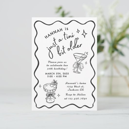 Invitation Rétro Moderne Un Peu Plus Âgé 30e Anniversaire (Debout devant)
