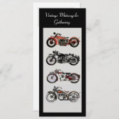 Invitation RETRO MOTORCYCLES PARTI Rouge Noir Blanc Gris (Devant / Derrière)