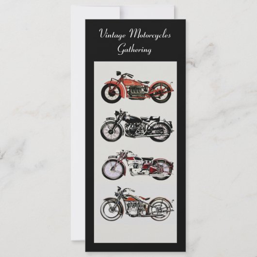 Invitation RETRO MOTORCYCLES PARTI Rouge Noir Blanc Gris (Devant)
