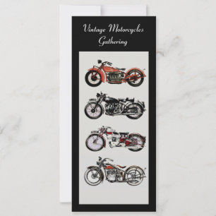 Invitation RETRO MOTORCYCLES PARTI Rouge Noir Blanc Gris