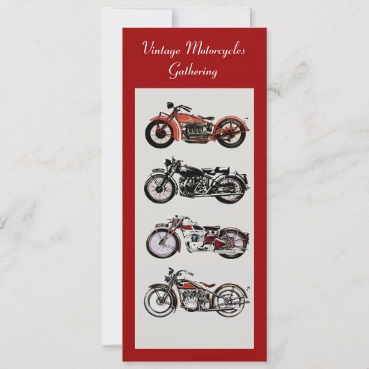 Invitation RETRO MOTORCYCLES PARTI Rouge Noir Blanc Gris (Devant)