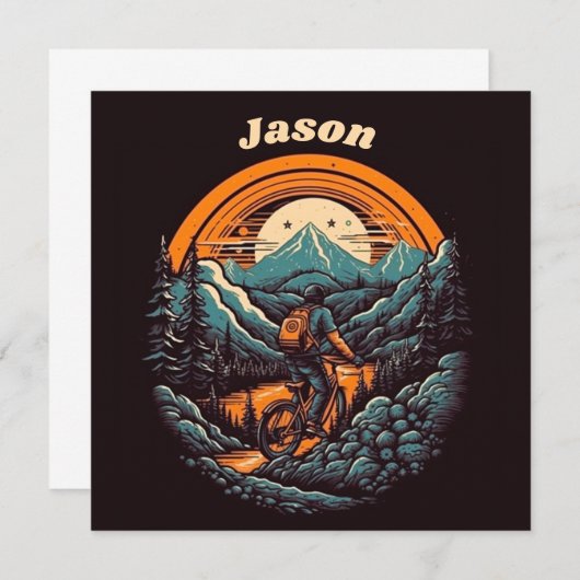 Invitation Retro Mountain Adventure Cycling Life, sur mesure (Devant / Derrière)