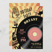 Invitation Retro Music Anniversaire vintage (Devant / Derrière)