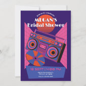 Invitation Retro musique néon électro douche nuptiale (Devant)