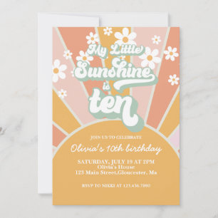 Invitation Rétro My Little Sunshine anniversaire daisy 10 ans