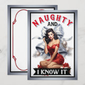 Invitation Retro Naughty et je le sais Pinup de Noël (Devant / Derrière)