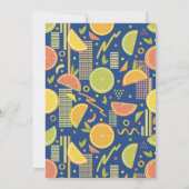 Invitation Retro Navy Blue Summer Citrus Fruit Birthday (Dos)