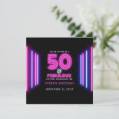 Invitation Retro Neon 50 & Fabulous 50th Birthday Party (Debout devant)