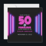 Invitation Retro Neon 50 & Fabulous 50th Birthday Party<br><div class="desc">Un néon rose flashy 50 et fabuleuse invitation à la fête du 50e anniversaire. Les néons verticaux et la typographie rétro sur un arrière - plan noir créent un cadre parfait pour votre anniversaire. Ajoutez simplement vos coordonnées à la carte et envoyez-les à vos amis et à votre famille. Ils...</div>
