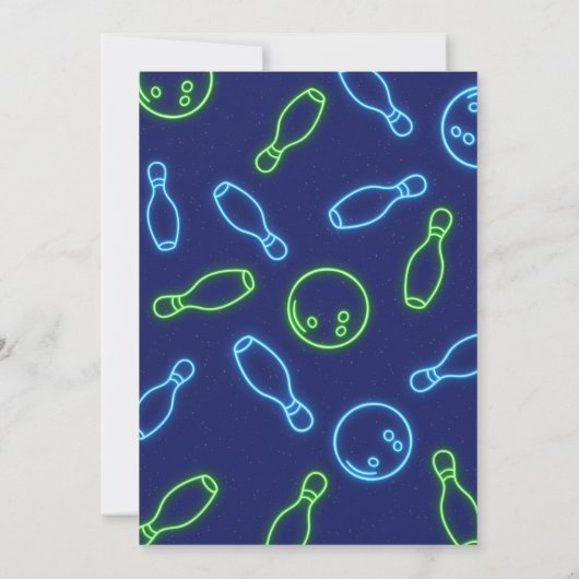 Invitation Retro Neon Bowling pour l'anniversaire (Dos)