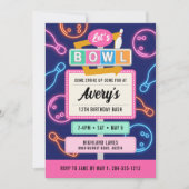 Invitation Retro Neon Bowling pour l'anniversaire  (Devant)