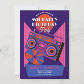 Invitation Retro néon musique électro anniversaire (Devant)