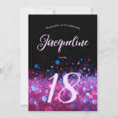Invitation Retro Neon rose Parties scintillant Llow Script 18 (Devant)